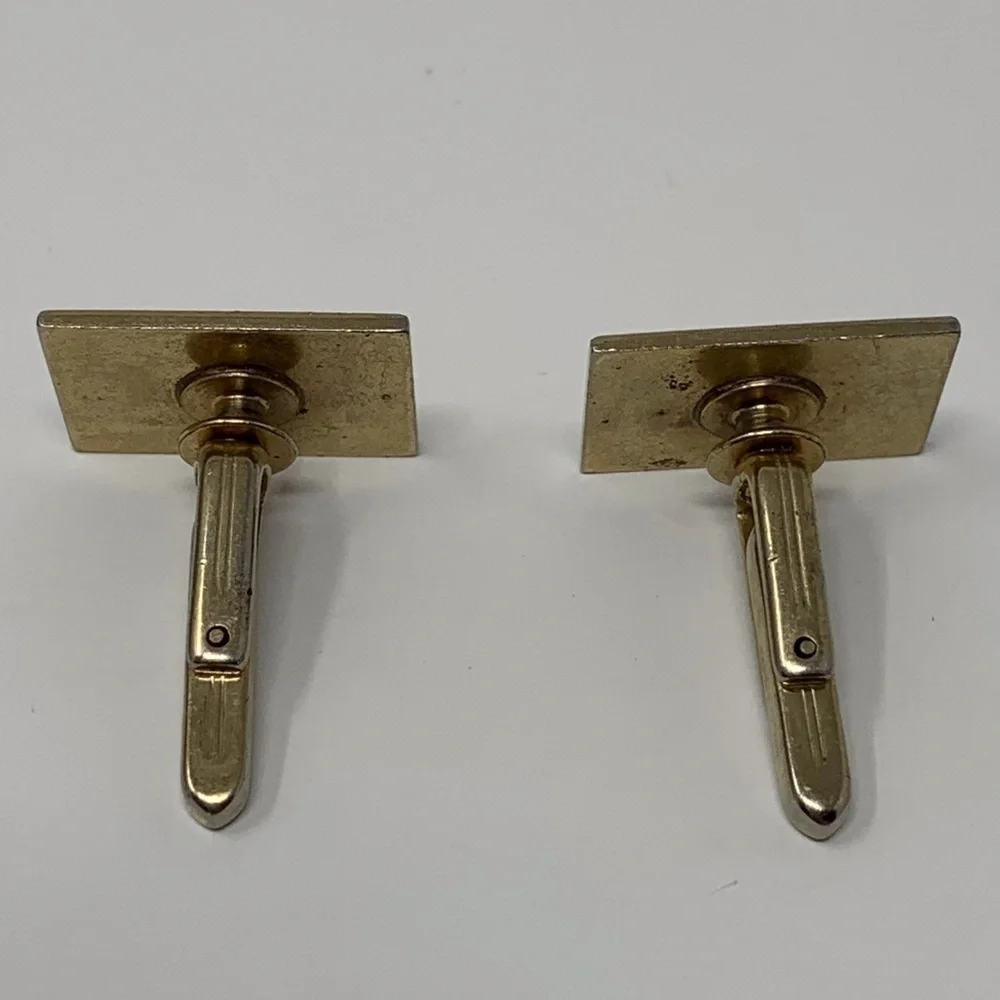 Vintage Quality Gold Tone Cufflinks Diamond Design